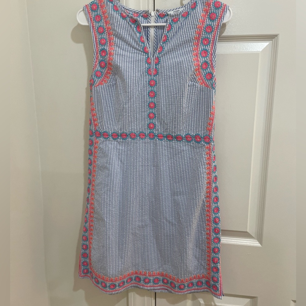 Crown & Ivy Seersucker Stripes and Flowers Summer Dress